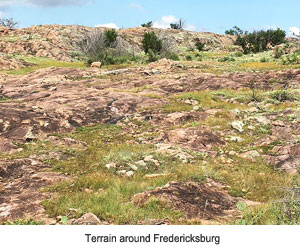Terrain around the Fredericksburg area